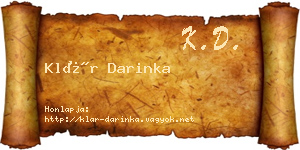 Klár Darinka névjegykártya